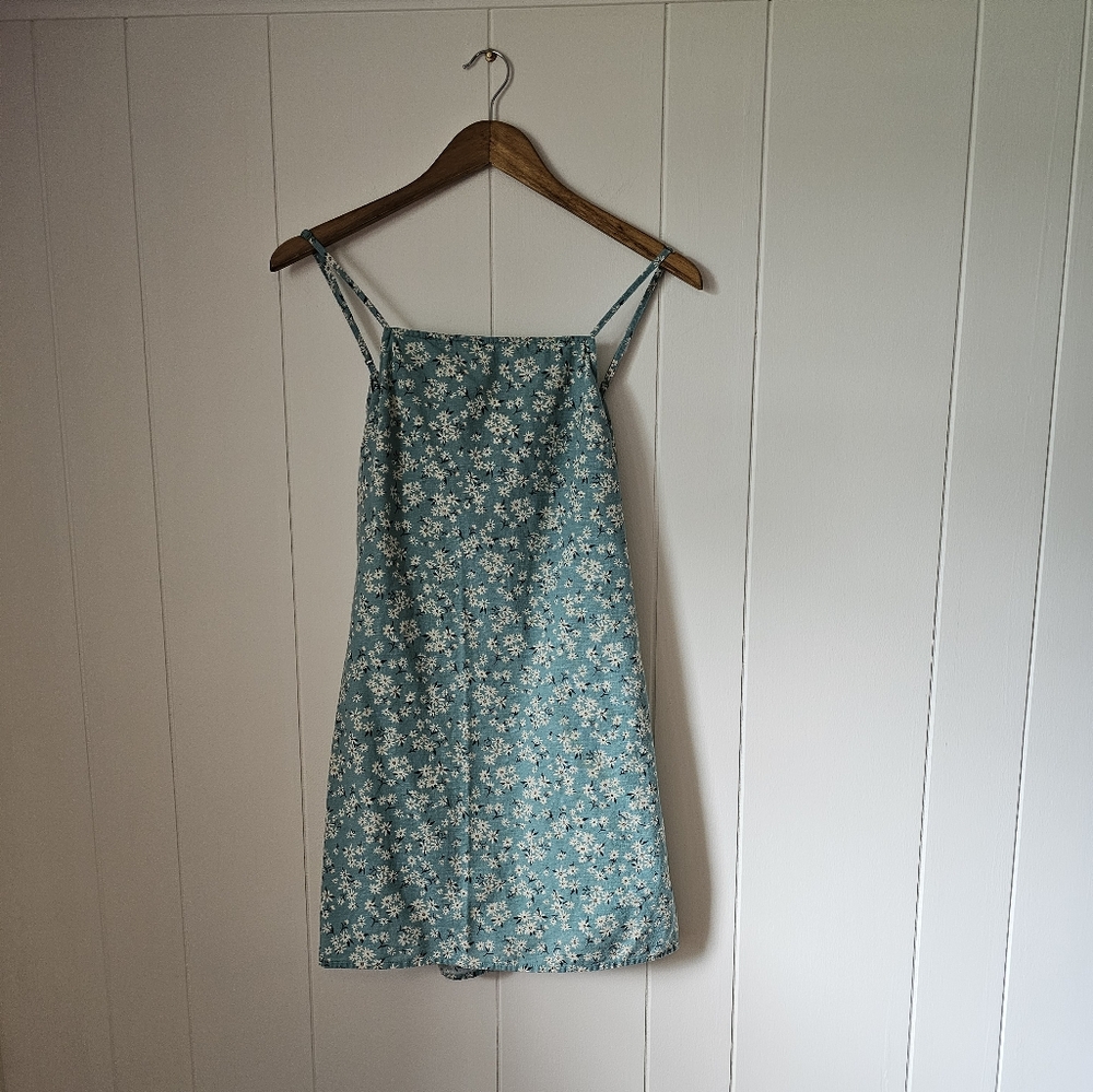 Linen And Cotton Little Floral Dress American Eagle Outfitters A Line Tie Back